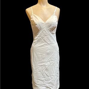 Vintage 1950s Van Raalte White Nylon Midi Lingerie Dress Slip size S/M 32/34